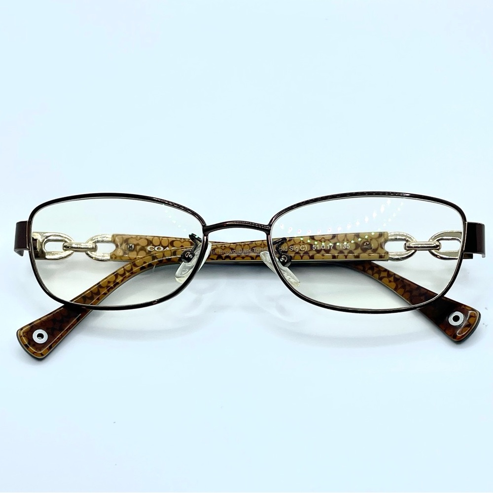 Coach HC 5054 Faina Satin Brown Dark Tortise Gold Glasses Frames